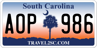 SC license plate AOP986
