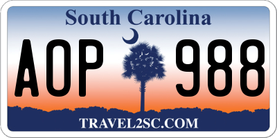SC license plate AOP988