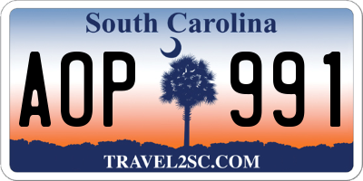 SC license plate AOP991
