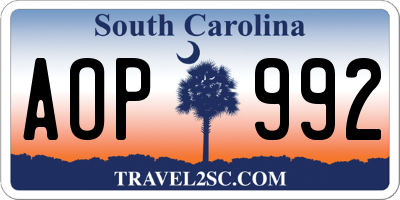 SC license plate AOP992