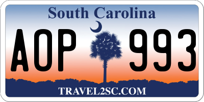 SC license plate AOP993