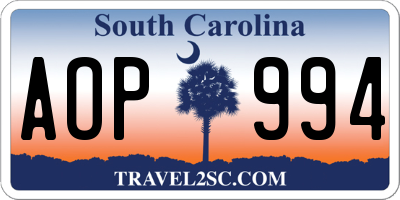 SC license plate AOP994