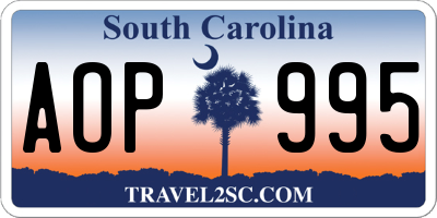 SC license plate AOP995