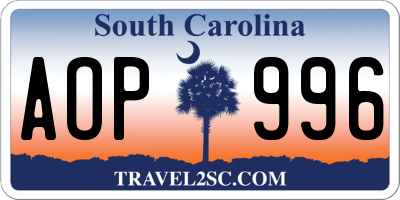 SC license plate AOP996
