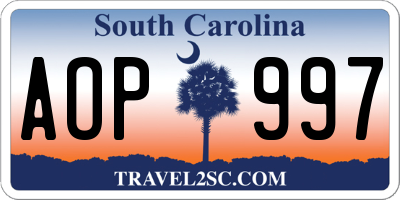 SC license plate AOP997