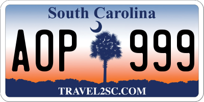 SC license plate AOP999