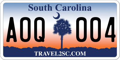 SC license plate AOQ004