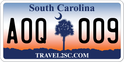 SC license plate AOQ009