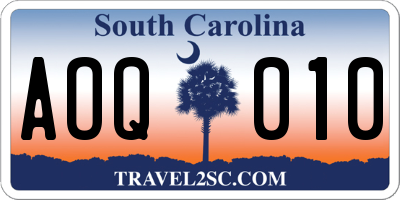 SC license plate AOQ010