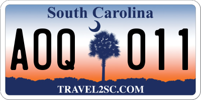 SC license plate AOQ011