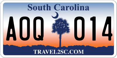 SC license plate AOQ014