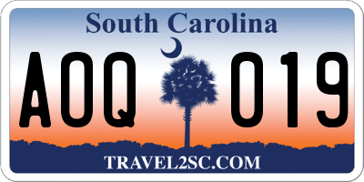 SC license plate AOQ019