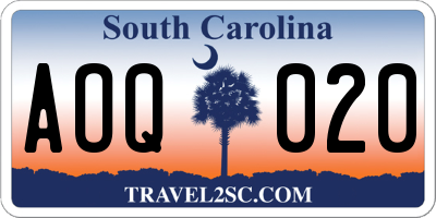 SC license plate AOQ020