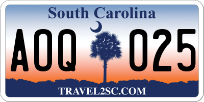 SC license plate AOQ025