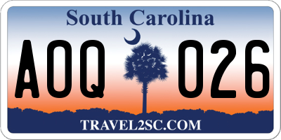SC license plate AOQ026