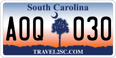 SC license plate AOQ030