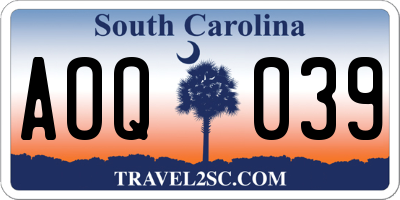 SC license plate AOQ039