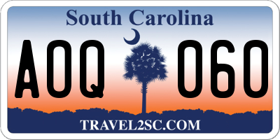 SC license plate AOQ060