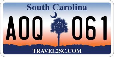 SC license plate AOQ061