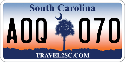 SC license plate AOQ070