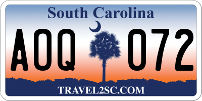 SC license plate AOQ072