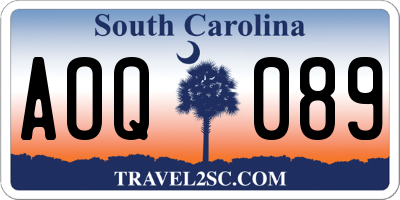 SC license plate AOQ089