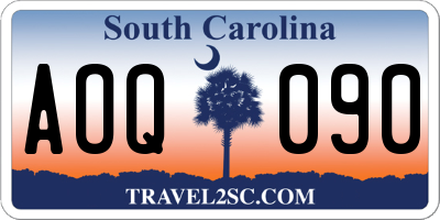 SC license plate AOQ090