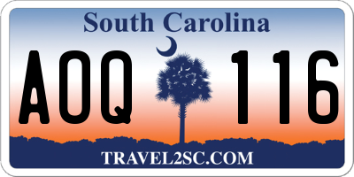 SC license plate AOQ116