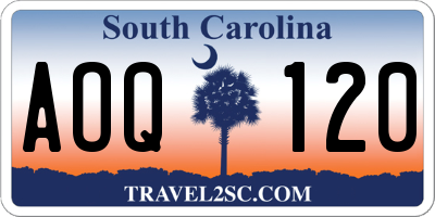 SC license plate AOQ120