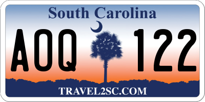 SC license plate AOQ122