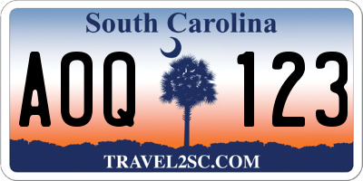 SC license plate AOQ123