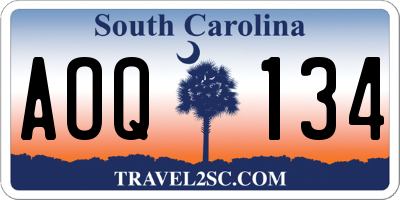 SC license plate AOQ134