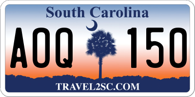 SC license plate AOQ150