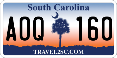 SC license plate AOQ160