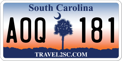 SC license plate AOQ181