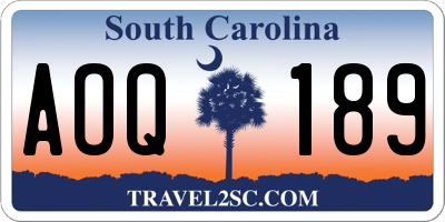 SC license plate AOQ189