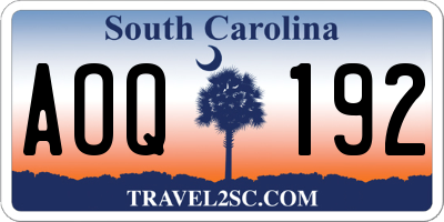SC license plate AOQ192