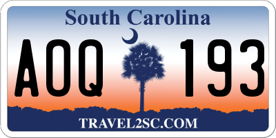 SC license plate AOQ193