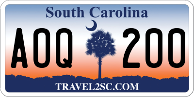 SC license plate AOQ200