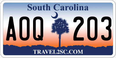 SC license plate AOQ203