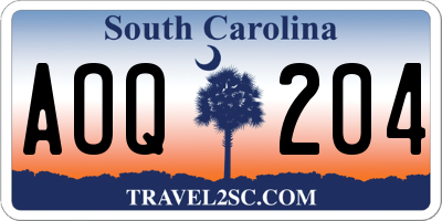 SC license plate AOQ204