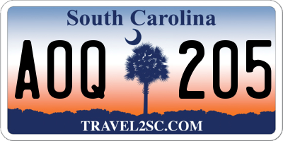 SC license plate AOQ205