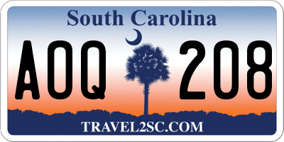 SC license plate AOQ208