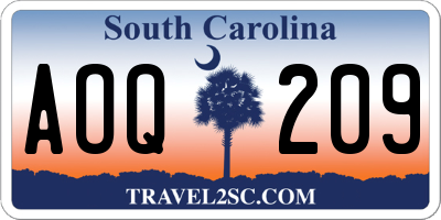 SC license plate AOQ209