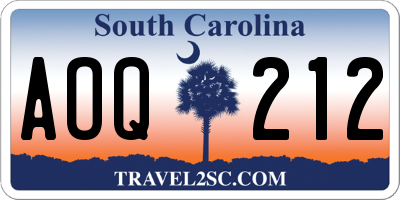 SC license plate AOQ212