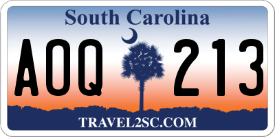 SC license plate AOQ213