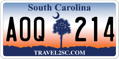 SC license plate AOQ214