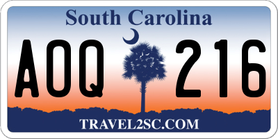 SC license plate AOQ216
