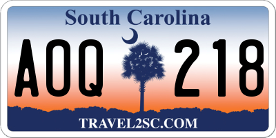 SC license plate AOQ218