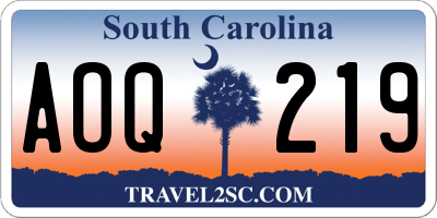 SC license plate AOQ219